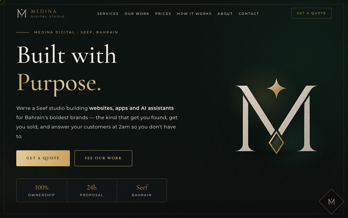 Medina Digital website, home page