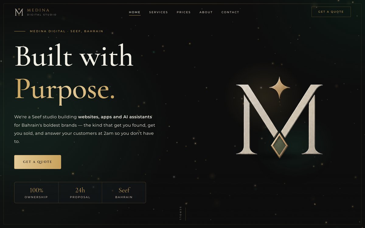 Medina Digital website, home page
