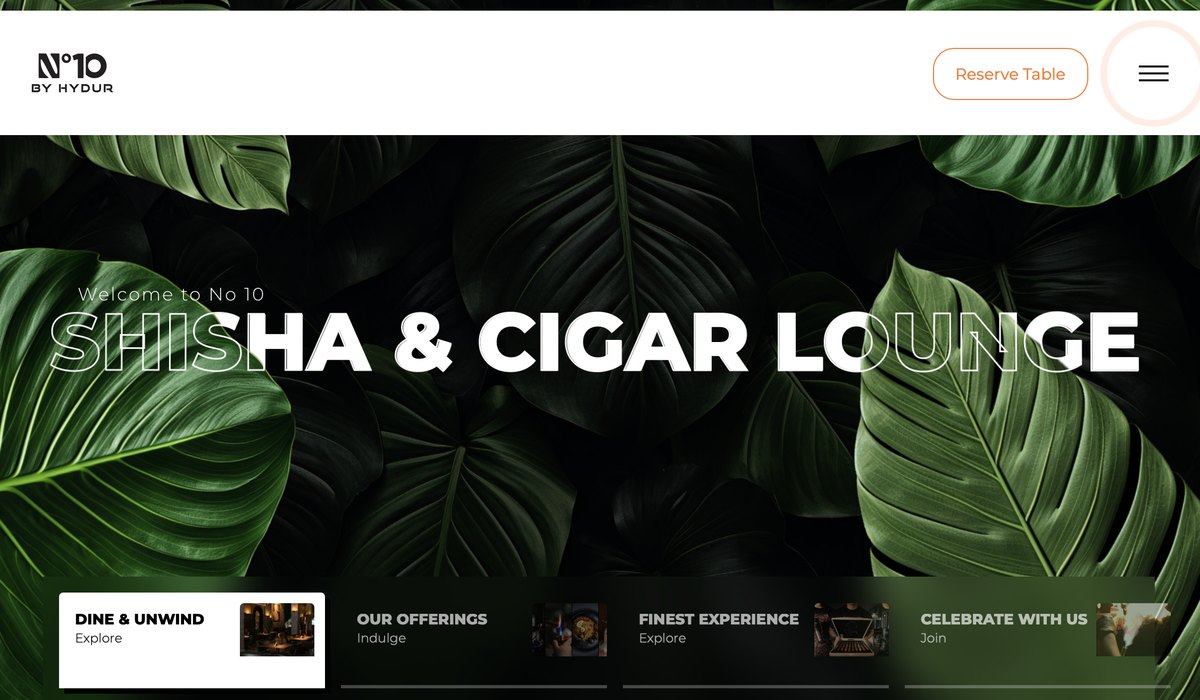 No10 Lounge website, home page