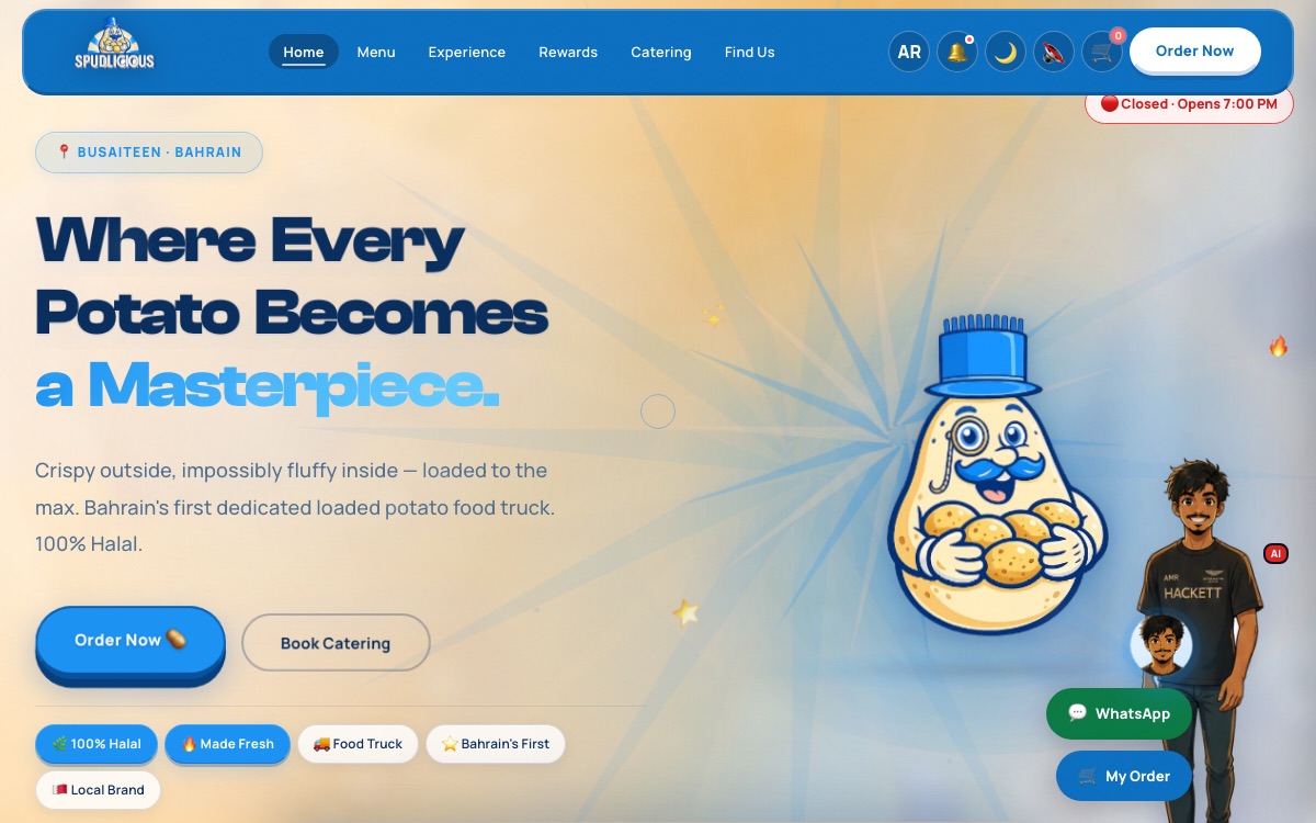 Spudlicious website with its on-site assistant